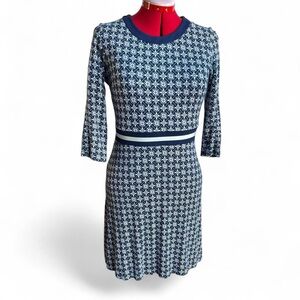 Draper James Navy and White Long Sleeve Dress